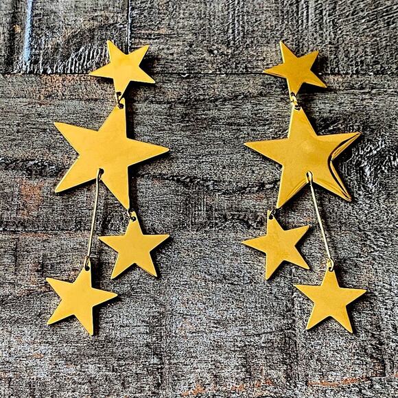 NEW Gold Falling Stars Dangle Earrings - Picture 3 of 9